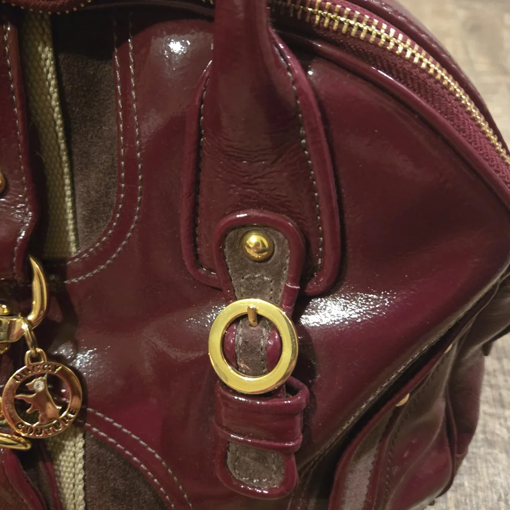 Vintage Y2K Juicy Leather Doggy Couture Drink Me Wine Pet Carrier
